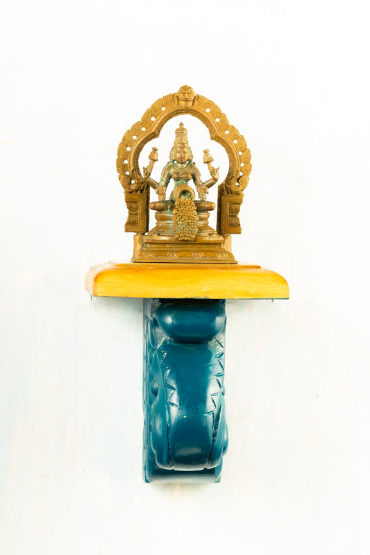 Antique Finished Gubera Lakshmi 5" Placed on an Elegant Handmade Elephant Wall Hanger