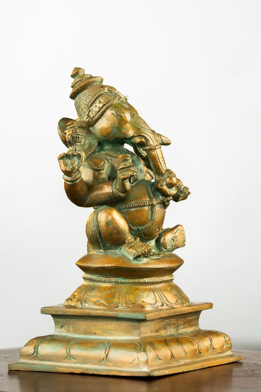 Antique Finished Sitting Ganapathi - 6"