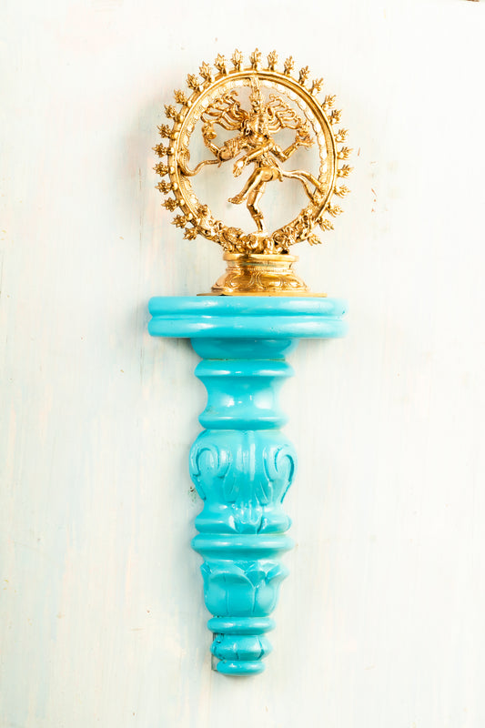 Bronze Natarajar 6" Placed on an Elegant Handmade Flower Wall Hanger