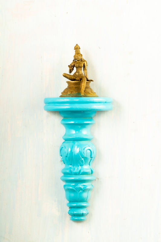 Antique Finished 4" Boga Sakthi Placed on an Elegant Handmade Flower Wall Hanger