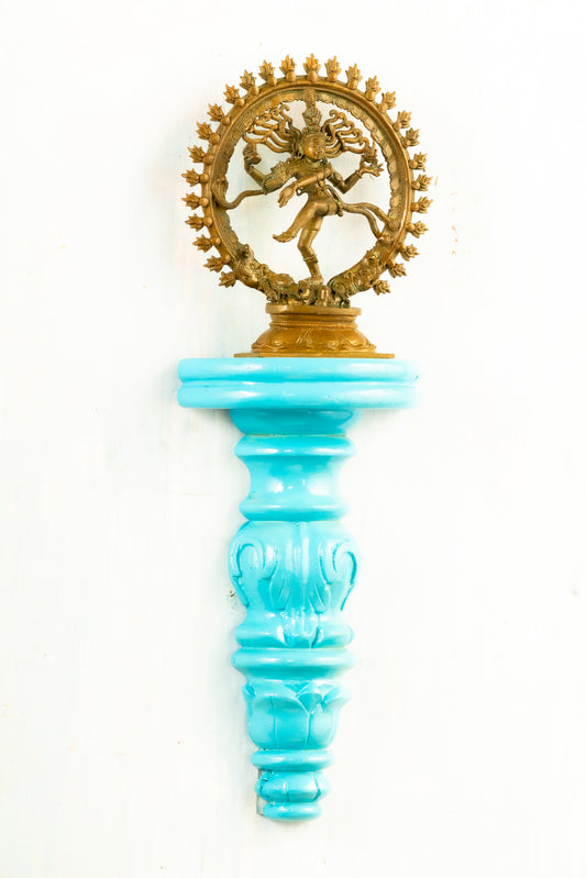 Antique Finished Natarajar 6" Placed on an Elegant Handmade Flower Wall Hanger