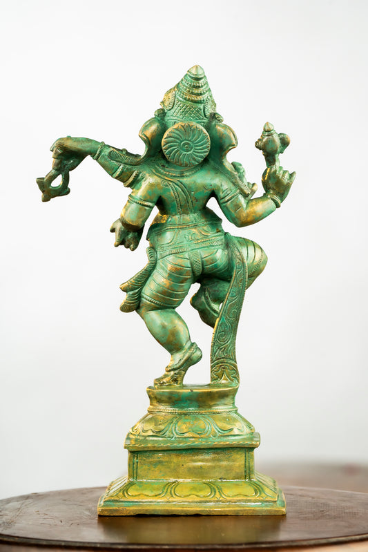 Antique Finished Elegant Dancing Ganapathi -9"