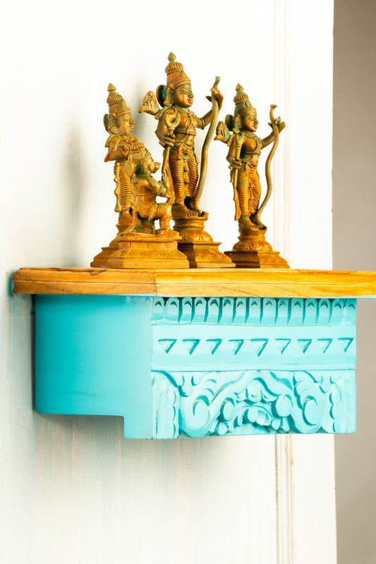 Antique Finished Ramar Set Placed on an Elegant Wall Shelf