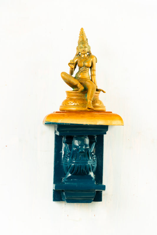 Antique Finished 6" Boga Sakthi Placed on an Elegant Handmade Swan Wall Hanger