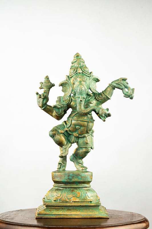 Antique Finished Elegant Dancing Ganapathi -11"