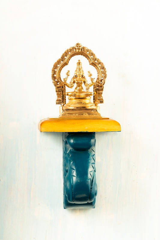 Bronze Mahalakshmi 5" Placed on an Elegant Handmade Elephant Wall Hanger