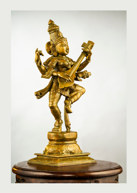 Antique Finished Elegant Nardana Saraswathi 14"