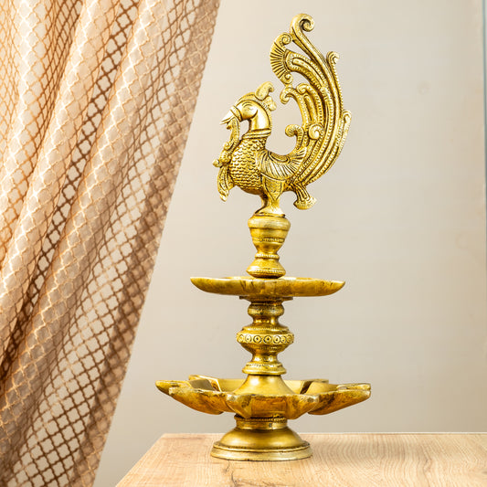 Bronze A Double Layered Mayil Vilakku