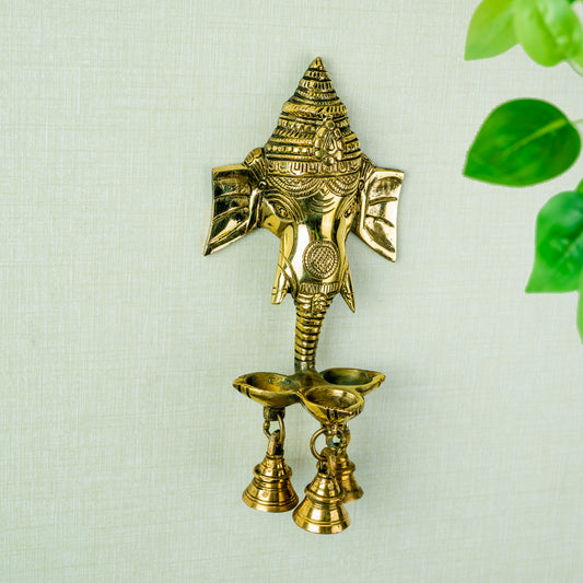 Ganesha with Deepam & Bell Wall Hanging
