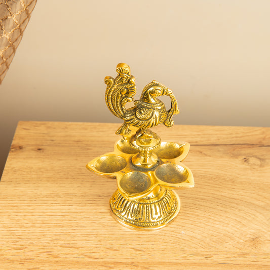 Anna Pakshi Vilakku with Five Separate Wicks