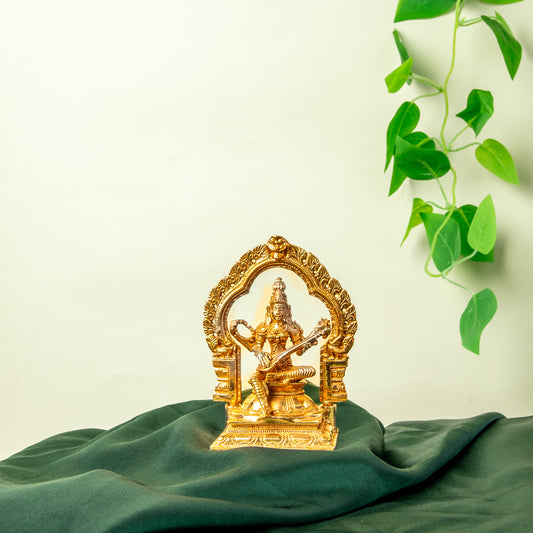 Bronze Saraswathi with Prabhavali 5"