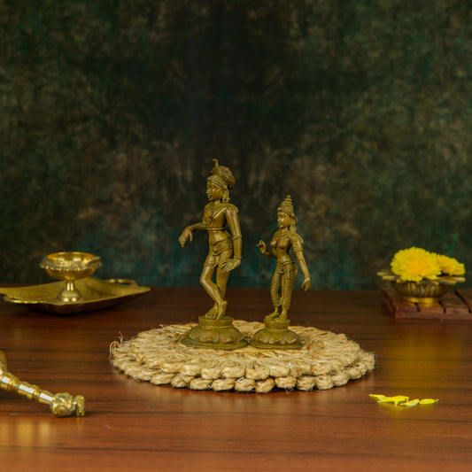 Antique Finished Rishaba Devar with Devi - 6"