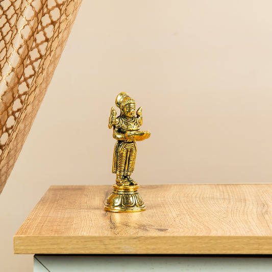 Miniature Paavai Vilakku Gift in Jute Bag