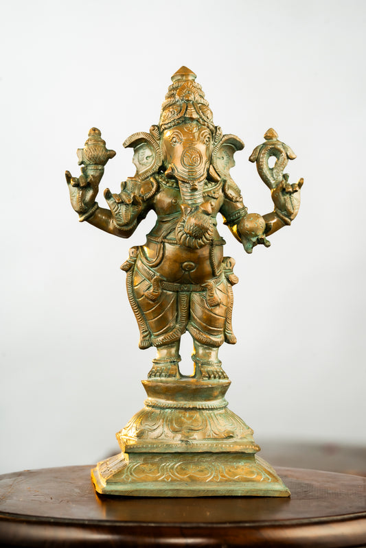 Antique Finished Standing Ganapathi - 9"