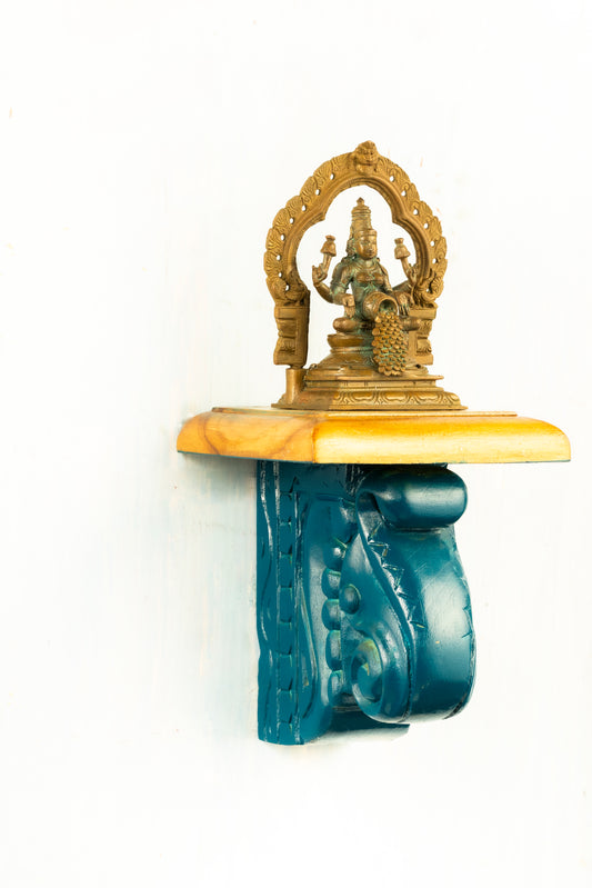 Antique Finished Gubera Lakshmi  5" Placed on an Elegant Handmade Elephant Wall Hanger