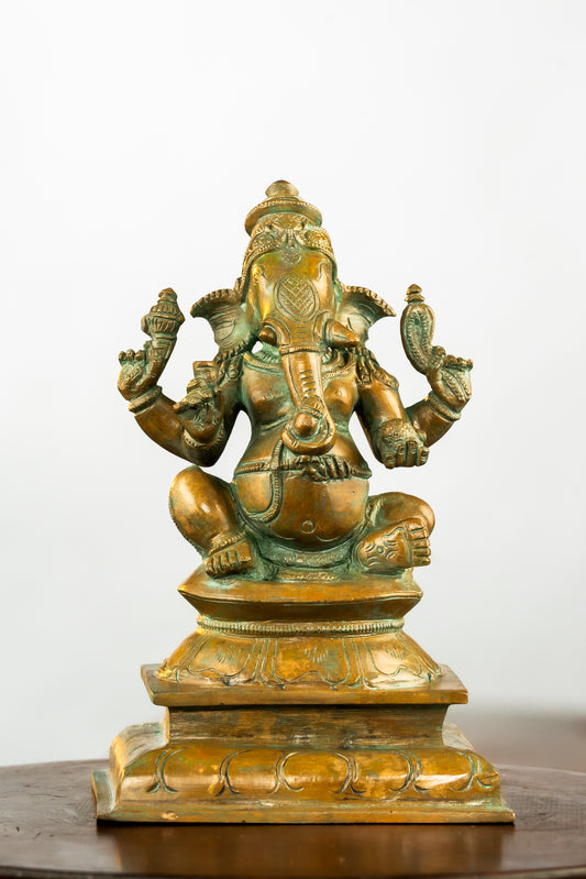 Antique Finished Sitting Ganapathi - 6"