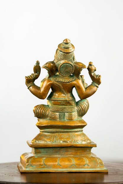 Antique Finished Sitting Ganapathi - 6"