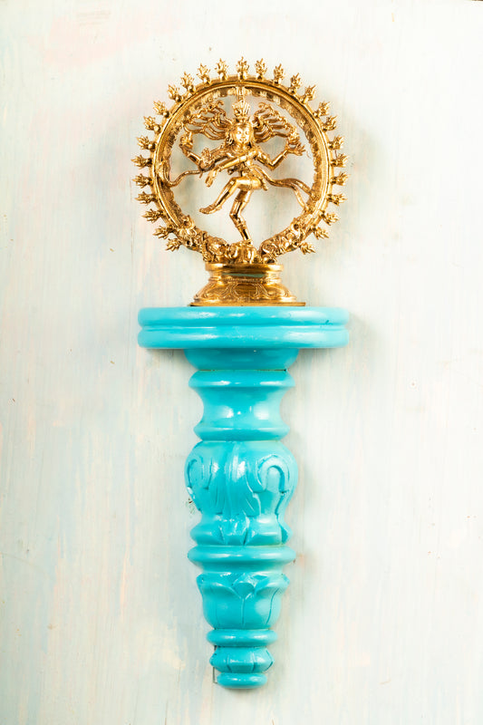 Bronze Natarajar 6" Placed on an Elegant Handmade Flower Wall Hanger