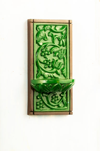 Antique Finished Rishaba Devar Set 6" placed on a hand crafted wooden frame