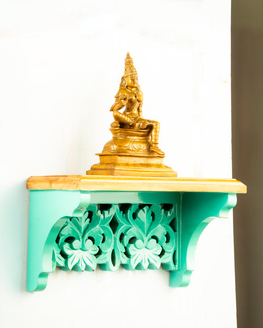 Antique Finished Boga Sakthi 8" Placed on Handmade Wall  Shelf