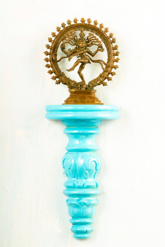 Antique Finished Natarajar 6" Placed on an Elegant Handmade Flower Wall Hanger