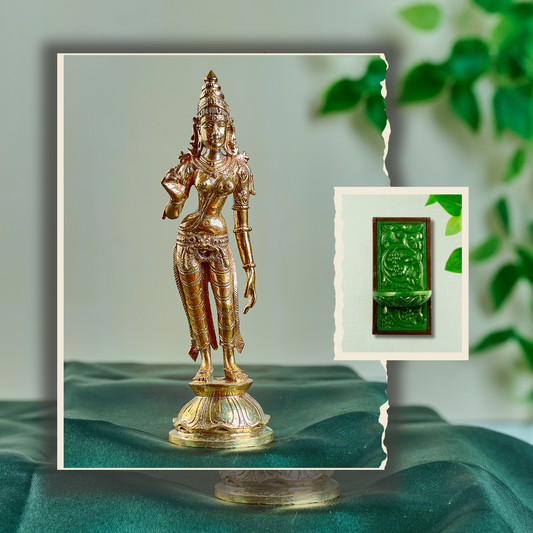 Bronze Sivagami 6" + Wooden Frame (Handcrafted Devotion Combo)