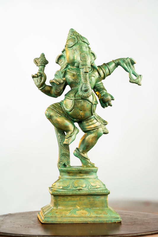 Antique Finished Elegant Dancing Ganapathi -9"