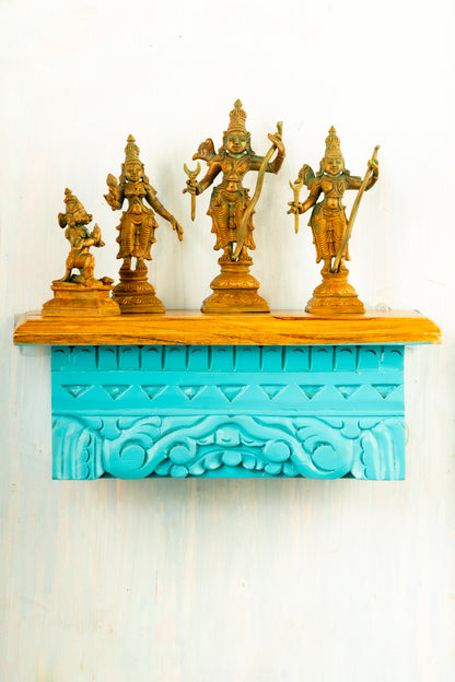 Antique Finished Ramar Set Placed on an Elegant Wall Shelf