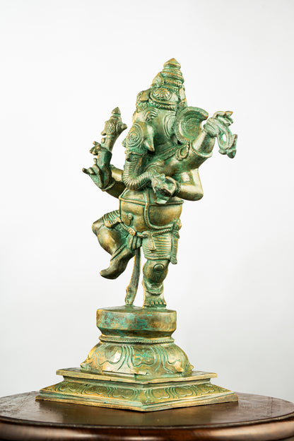 Antique Finished Elegant Dancing Ganapathi -11"