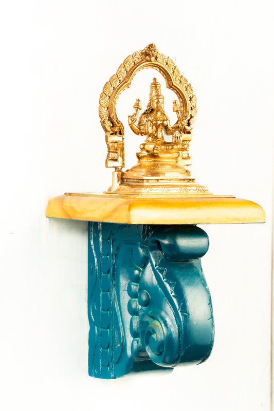 Bronze Mahalakshmi 5" Placed on an Elegant Handmade Elephant Wall Hanger