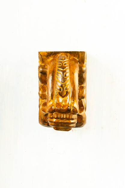 Bronze Ganesh 5" Placed on an Elegant Handmade Wall Bracket
