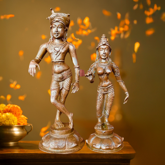 Antique Finished Rishaba Devar with Devi - 6"