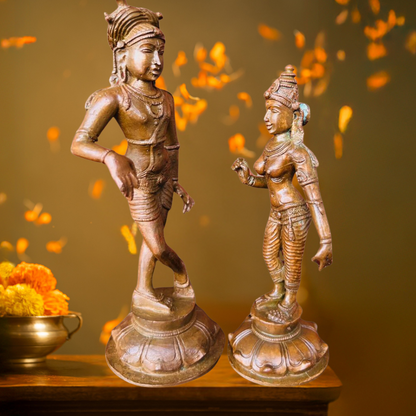 Antique Finished Rishaba Devar with Devi - 6"