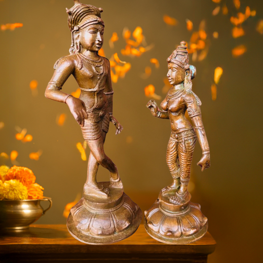 Antique Finished Rishaba Devar with Devi - 6"