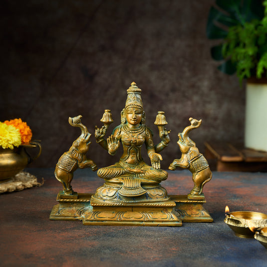 Antique Finished Gaja Lakshmi - 6"