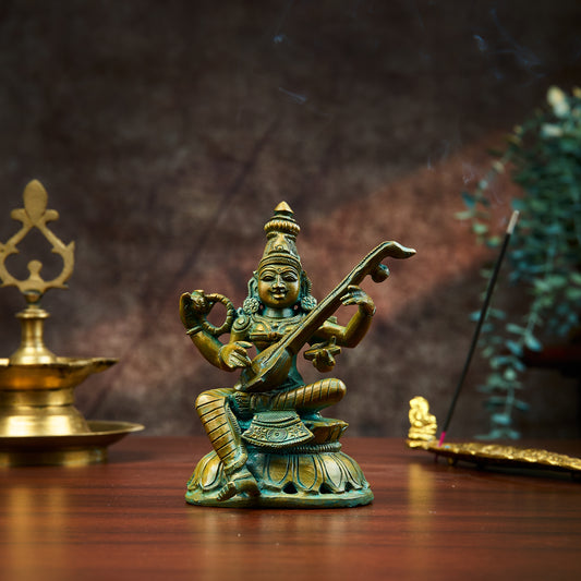 Antique Finished Saraswath - 6"