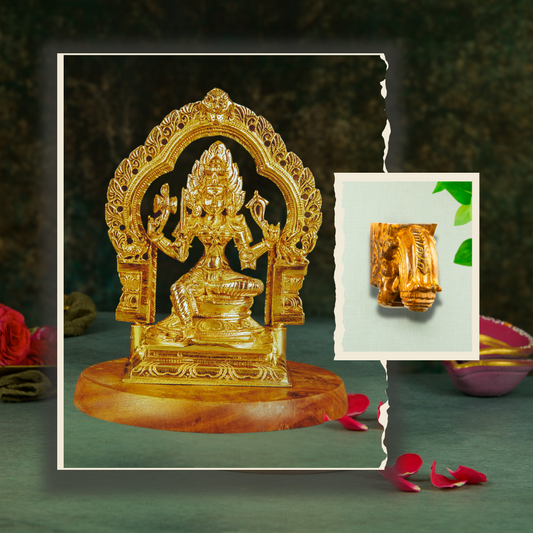Bronze Mariamman 5” + Wooden Bracket (Handcrafted Devotion Combo)