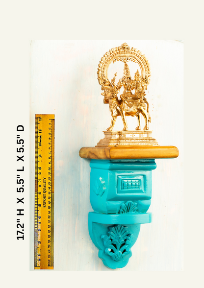 Bronze Pradosha Nandhi 8"  Placed on an Elegant Pillar Wall Hanger