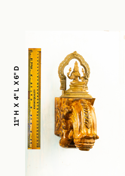 Antique Finished Bronze Lakshmi 5" Placed on an Elegant Handmade Wall Bracket