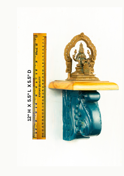 Antique Finished Gubera Lakshmi  5" Placed on an Elegant Handmade Elephant Wall Hanger
