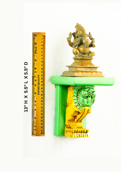 Antique Finished Sitting Ganesh 6" Placed on an Elegant Dragon Wall Hanger