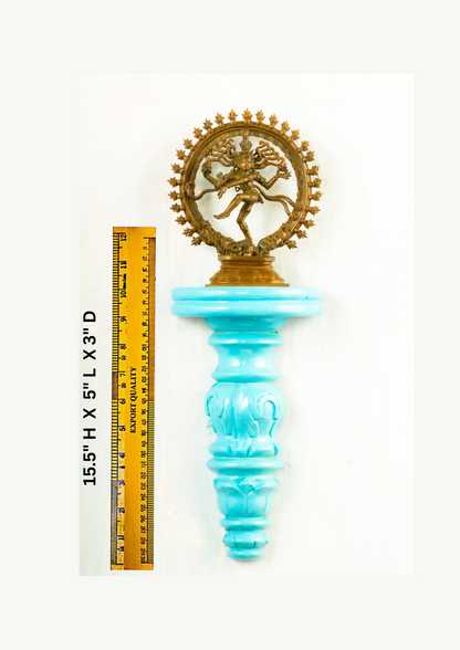 Antique Finished Natarajar 6" Placed on an Elegant Handmade Flower Wall Hanger