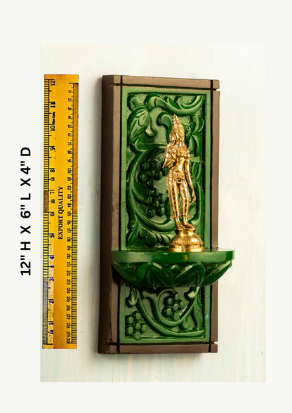 Bronze Sivagami 6" placed on a hand crafted wooden wall frame