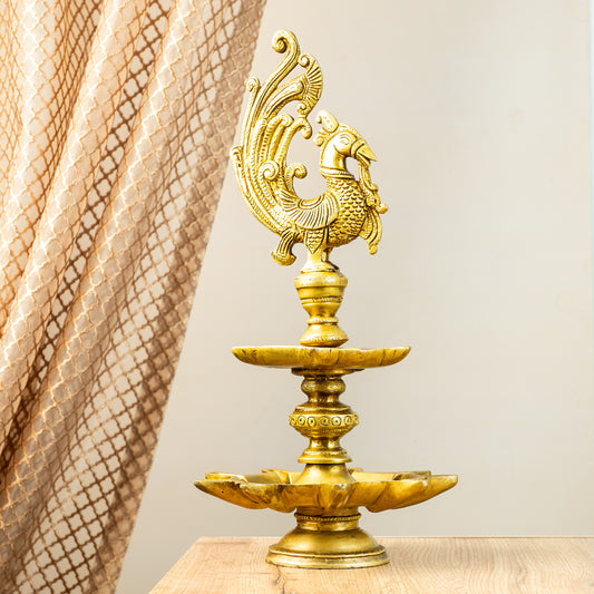 Bronze A Double Layered Mayil Vilakku