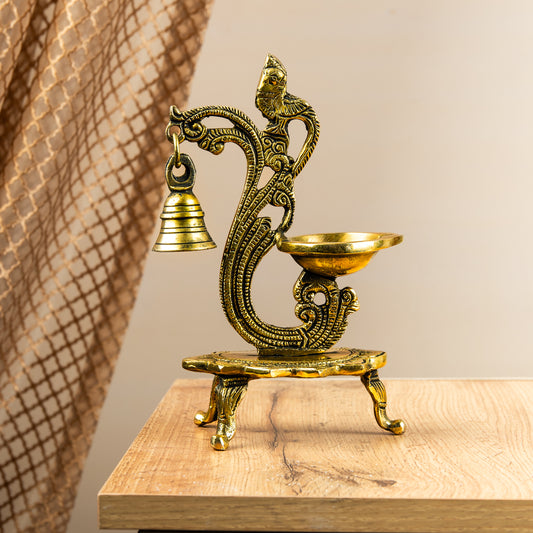 Bronze Trikona Base Bell Deepam