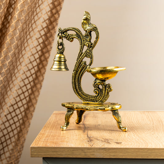 Bronze Trikona Base Bell Deepam