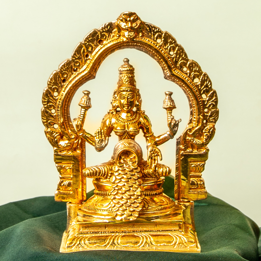Bronze Gubera Lakshmi  with Prabhavali  5"