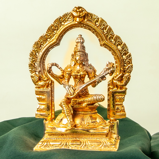 Bronze Saraswathi  with Prabhavali  5"
