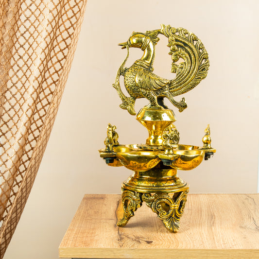 Peacock Five-Spout Standing Deepam