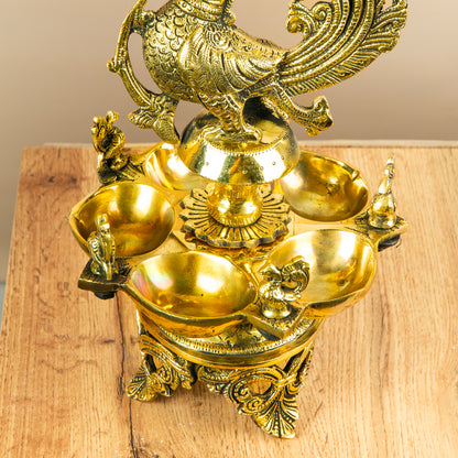 Peacock Five-Spout Standing Deepam